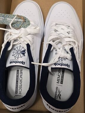 Reebok White Sneakers with Navy Accents - Tennis Style
